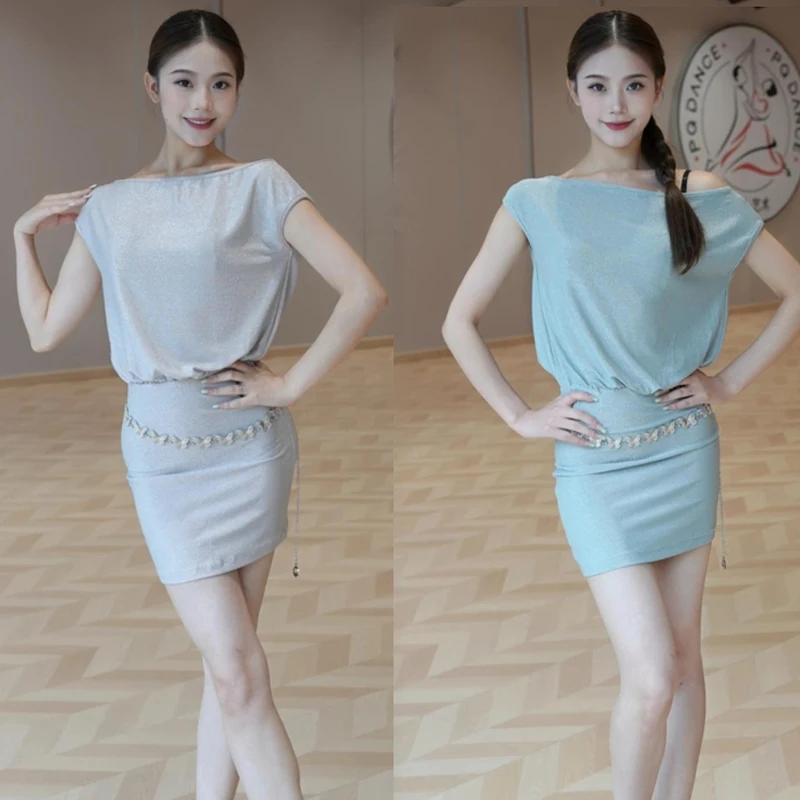 

Summer Sexy Slanted Shoulder Latin Dance Dress Adults Professional Dancing Dresses Women Chacha Ballroom Dance Wear SL13202