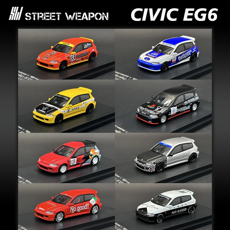 SW In Stock 1:64 CIVIC EG6 NO good Diecast Car Model Collection Miniature Toys Street Weapon