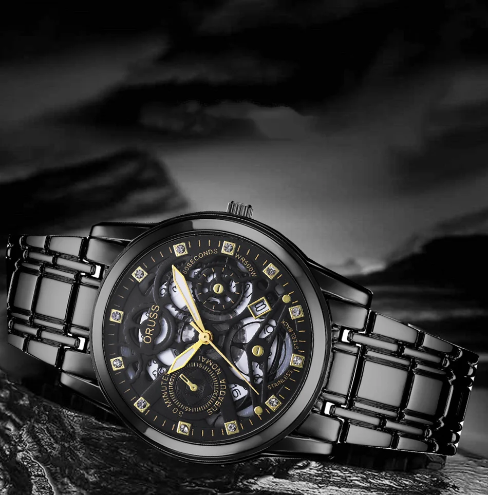 Black technology youth men's watch fashion trend personality hundred steel belt leisure gentleman student high-grade men's watch