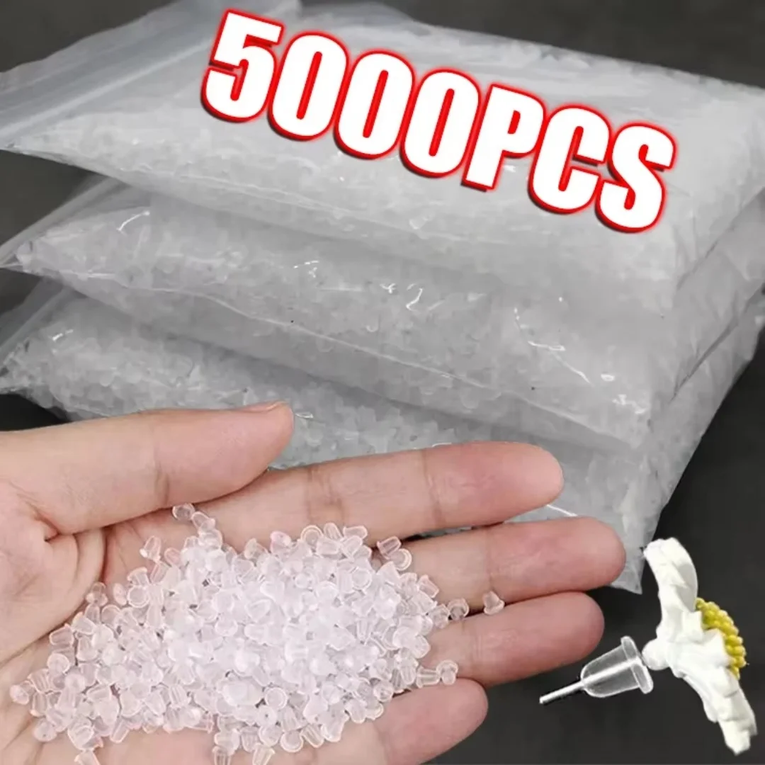 5000pcs Transparent Silicone Head Ear Studs Rubber Earring Clasp DIY Anti Falling Stoppers Earstuds Findings Jewelry Components