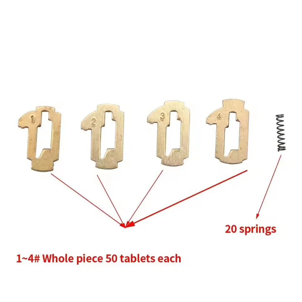 200pcs/lot TOY43 Car Lock Plate Reed Brass Keying Tumbler Kit for 1992-2019 Toyota 8 Cut Ignition Lock Wafer Set