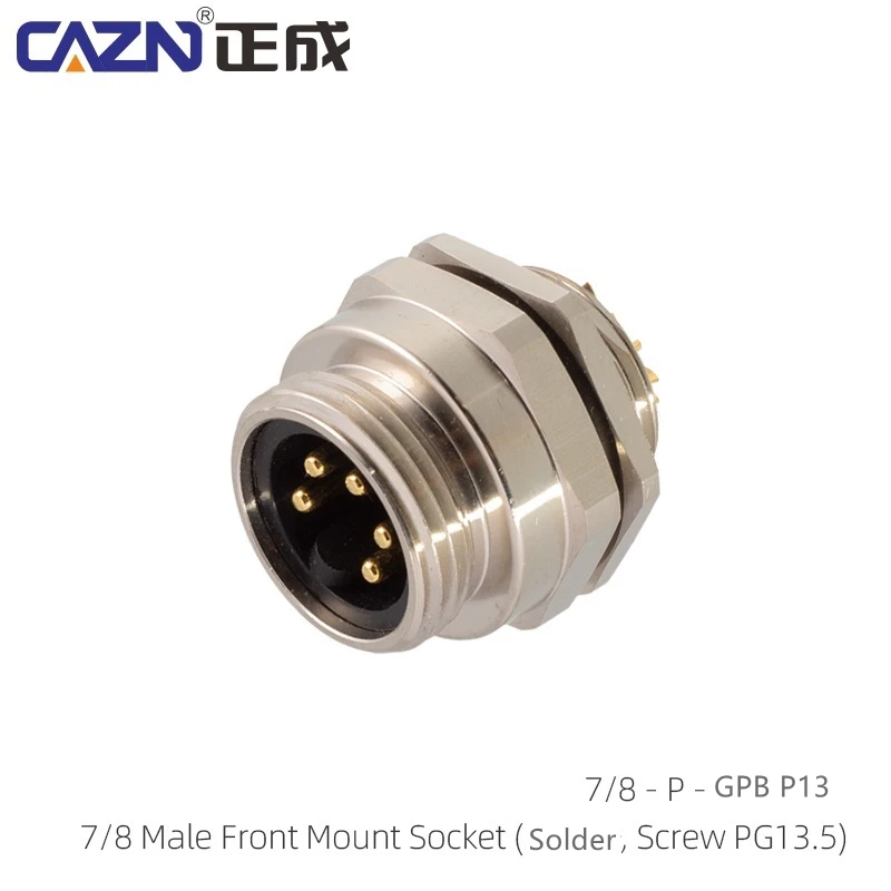 7/8 PCB Mount Electrical Connector Set with Male/Female Plug/Socket Options 3-6 Pin Brass Contacts for Industrial Wiring