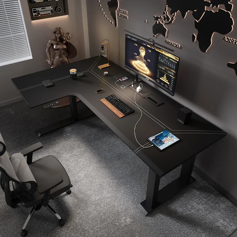 

Corner Electric Lifting Table Legs Corner Leather Workbench E-sports Home Computer Desk