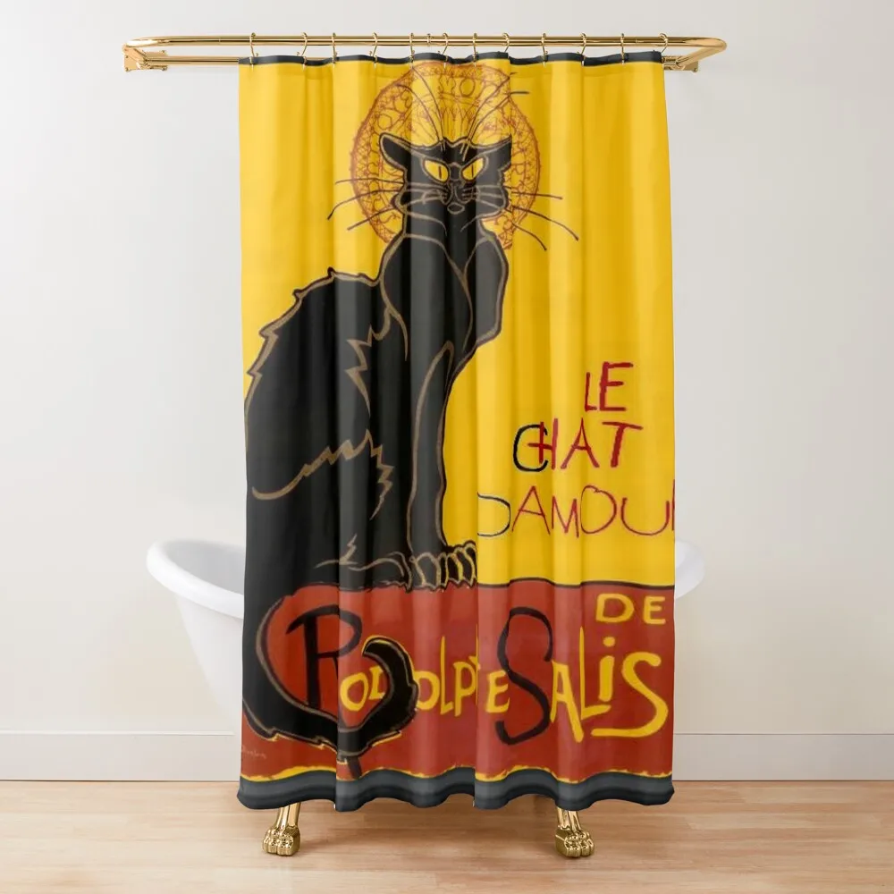 Le Chat D Amour Black Cat Framed Vector Shower Curtain For Bathrooms Bathroom Shower Set For Bathroom Bathroom Shower Curtain