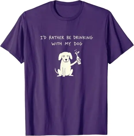 Ich Trinke Lieber mit Meinem Hund Lustiges Trinker-T-Shirt, Y2k Hundebesitzer Bierliebhaber Grafik-Spruch-T-Shirt Leben mit Hunden T-Shirt – Detail 12