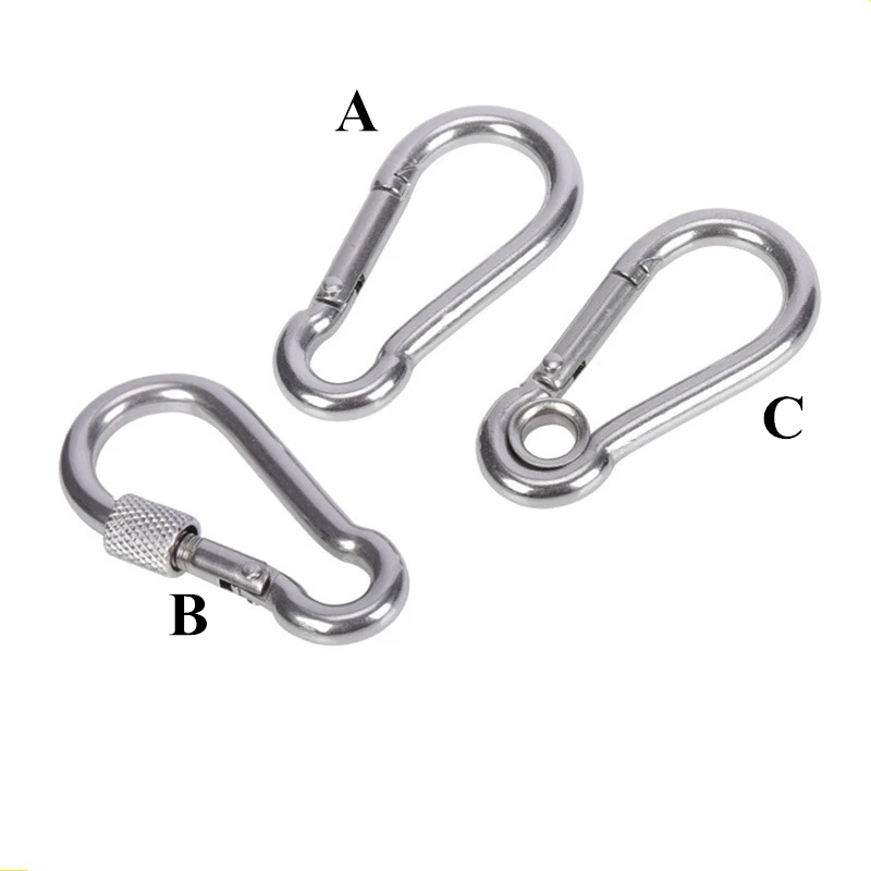 

30/50/100Pcs M4/5/6/7/8/9/10/12 Stainless Steel Spring Snap Carabiner Quick Link Lock Ring Fastener Hook Shackle Chain