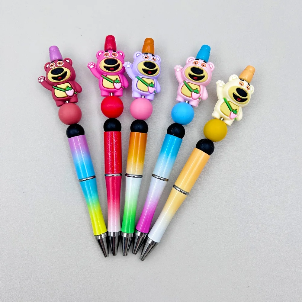 10PC Manik-manik Silikon 3D DIY Bentuk Beruang untuk Rantai Puting, Manik-manik Pena, Aksesoris Perhiasan, Manik-manik Focal 3D, Silikon Food Grade untuk Hadiah Bayi