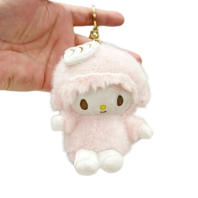 Sanrios lindo Piano llavero de felpa Anime esponjoso relleno Animal encanto colgante muñeca llavero para mochila bolso decoración regalo