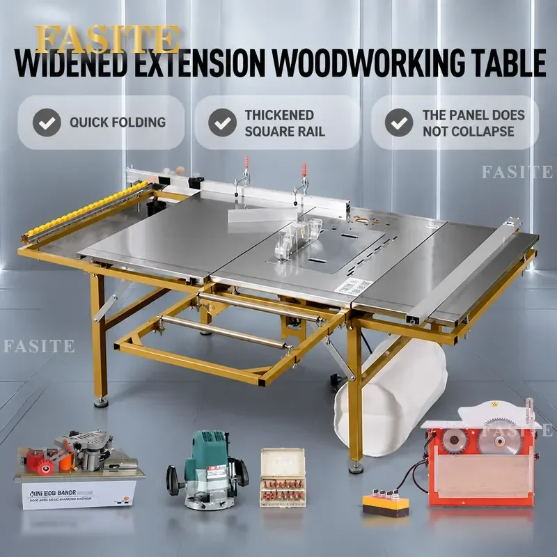 For Woodworking Push Pull Saw Table Multi Functional High Density Stainless Steel Folding Dust Free Operation Table Home