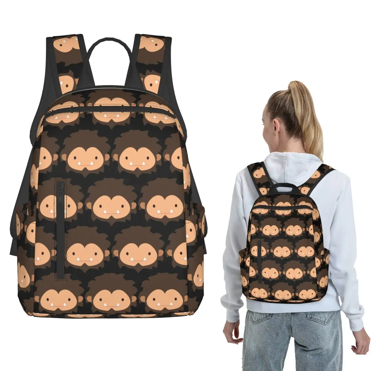 Sneaky Sasquatch Big Head Backpack Large Capacity Boys Girls BookBag School Bag Shoulder Bags for Men Women