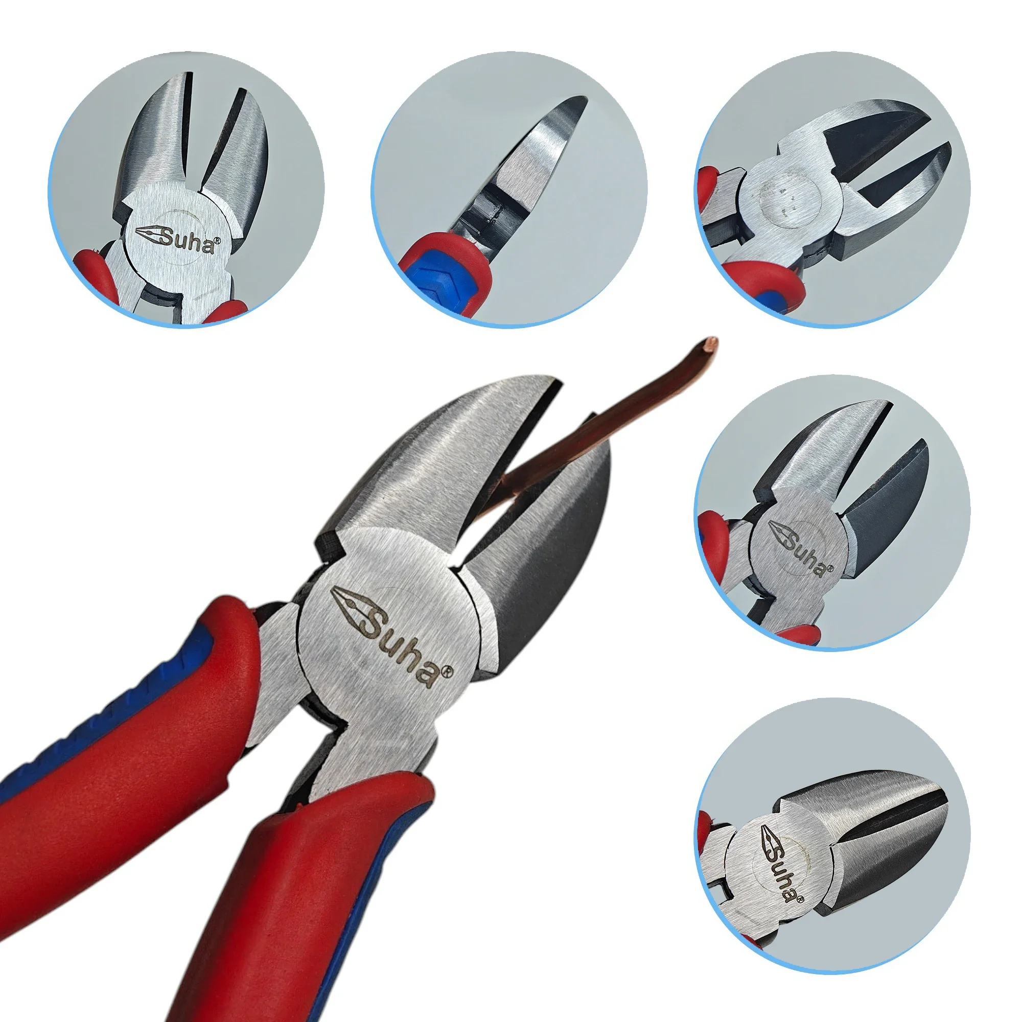 

SUHA 7-inch Diagonal Pliers Diagonal Hard Carbon Steel Scissable Steel Wire Iron Wire Copper Wire Anti-skid Handle Hand Tools