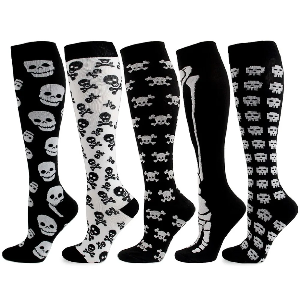 Varicocele Socks Compression Socks Halloween Skull Bone Bat Tooth Men's Sports Stockings Cycling Running Nurse Women socks Gift