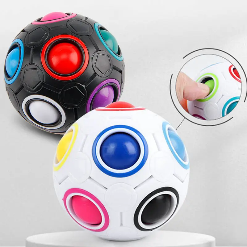 High Quality Stress Relief Fingertip Toy for Rainbow Puzzle Ball Magic Football Cube Speed Ball for Children Adults Gifts
