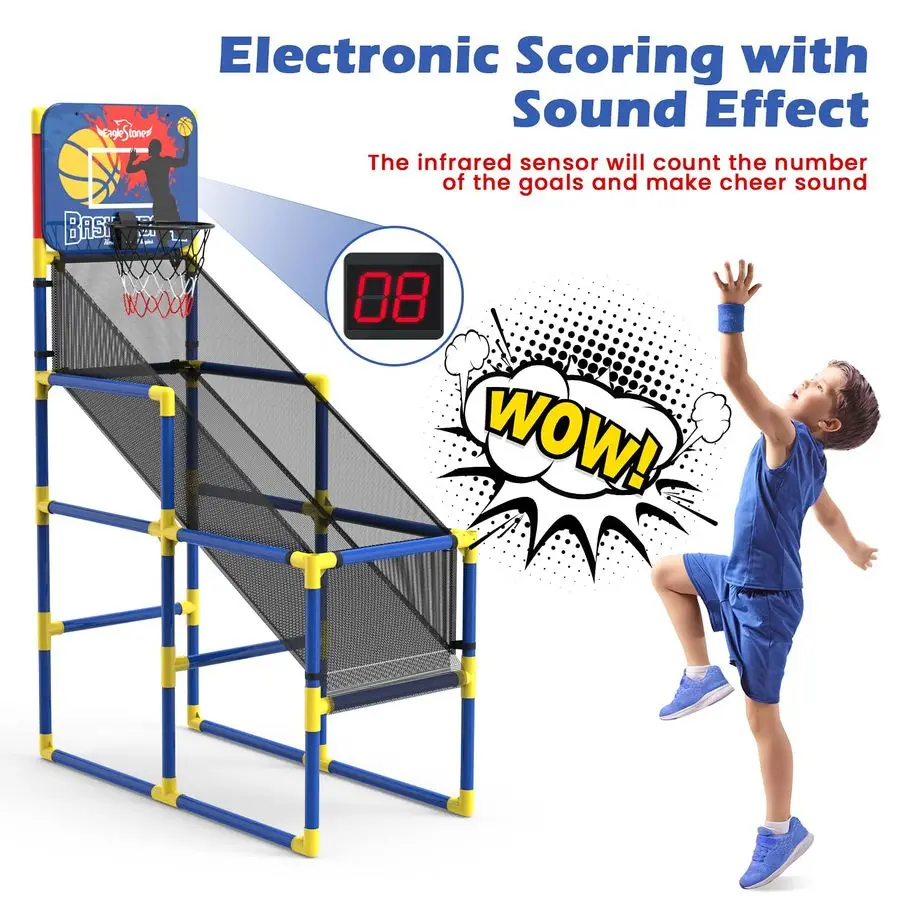 Basketball Hoop Arcade Game W Electronic Scoreboard Cheer Sound, Basketball Hoop Indoor Outdoor W 4 Balls, Basketball Game Toys
