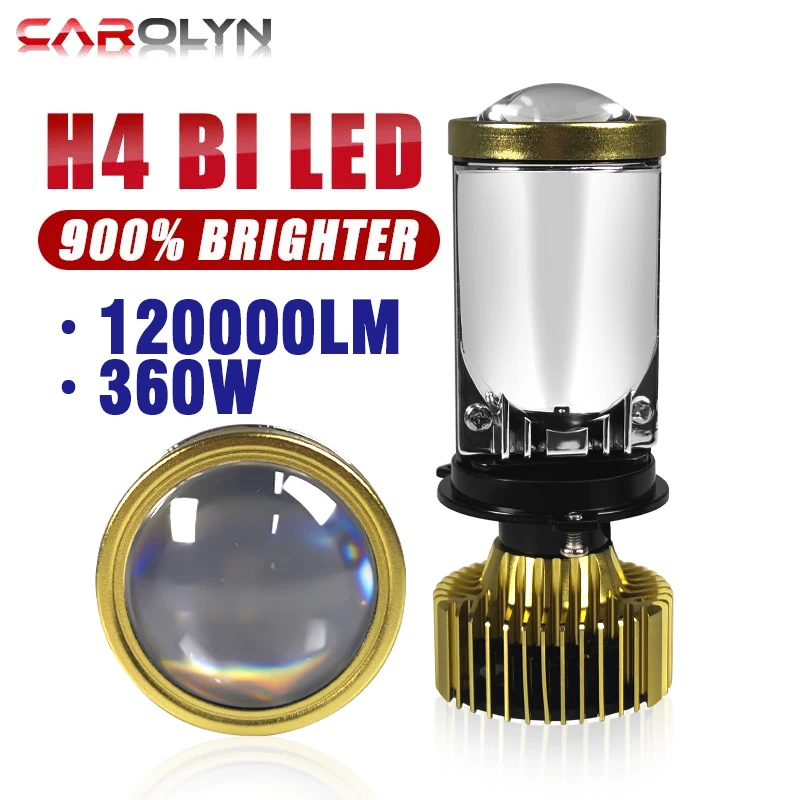 

New H4 LED Projector Headlight Bulbs Bi LED Lens Projector with Fan H4 Mini Projector Lens Headlight Automobile Hi Lo Beam Bulb