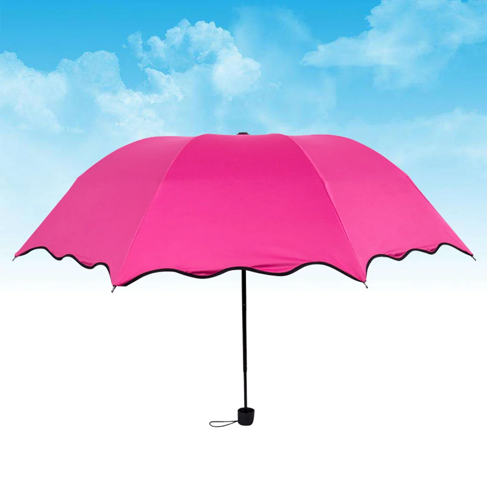 

Blossom Embossed Ribs Folding 8 Ribs Patterned Sun Folding Umbrella Travel Sun Rain Umbrella Home Daily Use