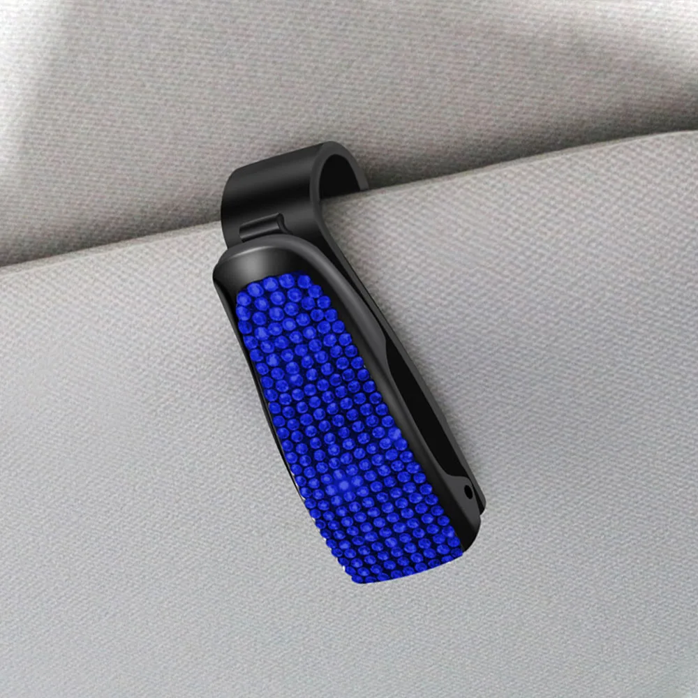 Portable Diamond-Studded Car Glasses Clip, Car Ticket Card Clip, Multifunctional Car Crystal Clip, Decorative Accessories