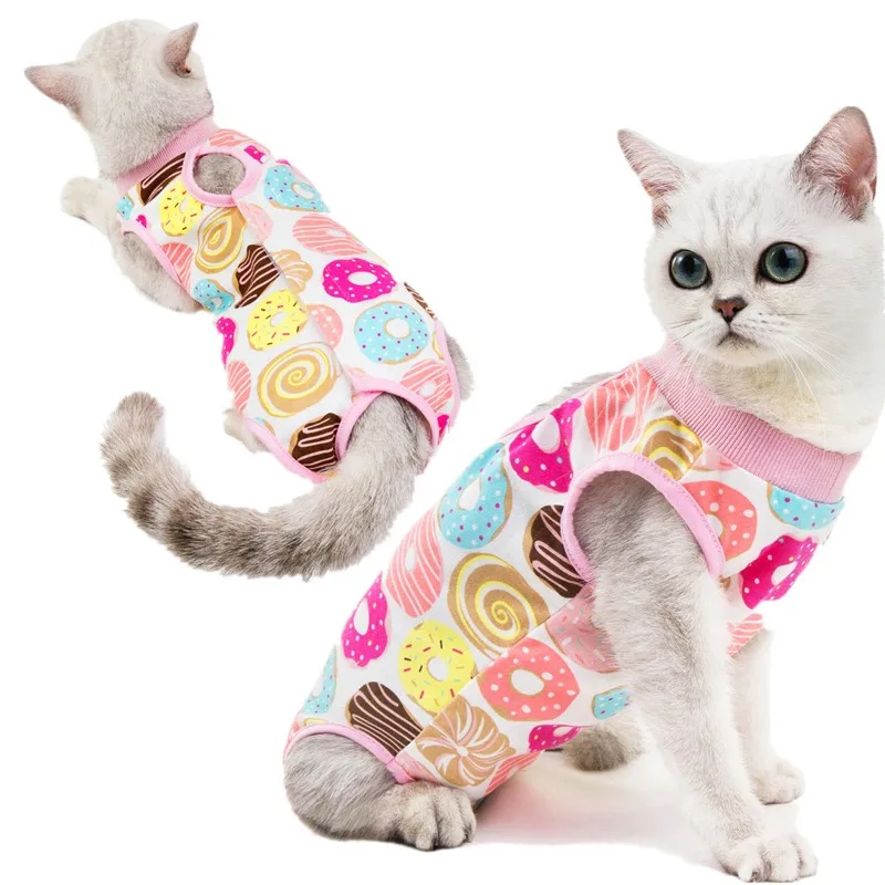 Cotton Cat Spaying Suit Postpartum Clothes for Cats Spring Summer Pet Surgical Suit Anti-biting Clothes Four-legged Cat Supplies