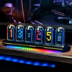 RGB LED Nixie Tubo Relógio, Relógio Digital Analógico, IPS Color Screen, DIY Night Lights, Gaming Desktop Home Decoração, Gift Idea, RGB