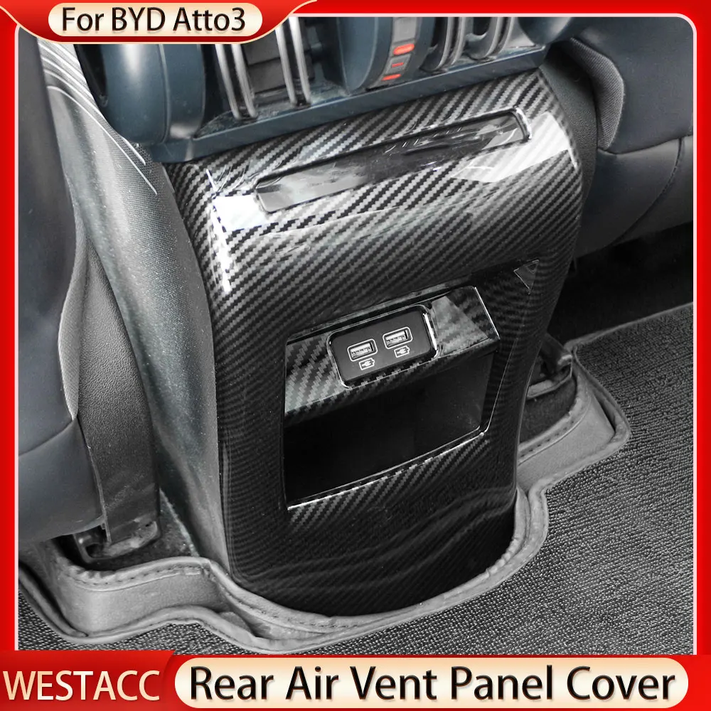 

1Pc Car Rear AC Vent Panel Sticker Cover Air Conditioning Outlet Cover Trim for BYD Atto3 Atto 3 2022 2023 Yuan Plus Accessories