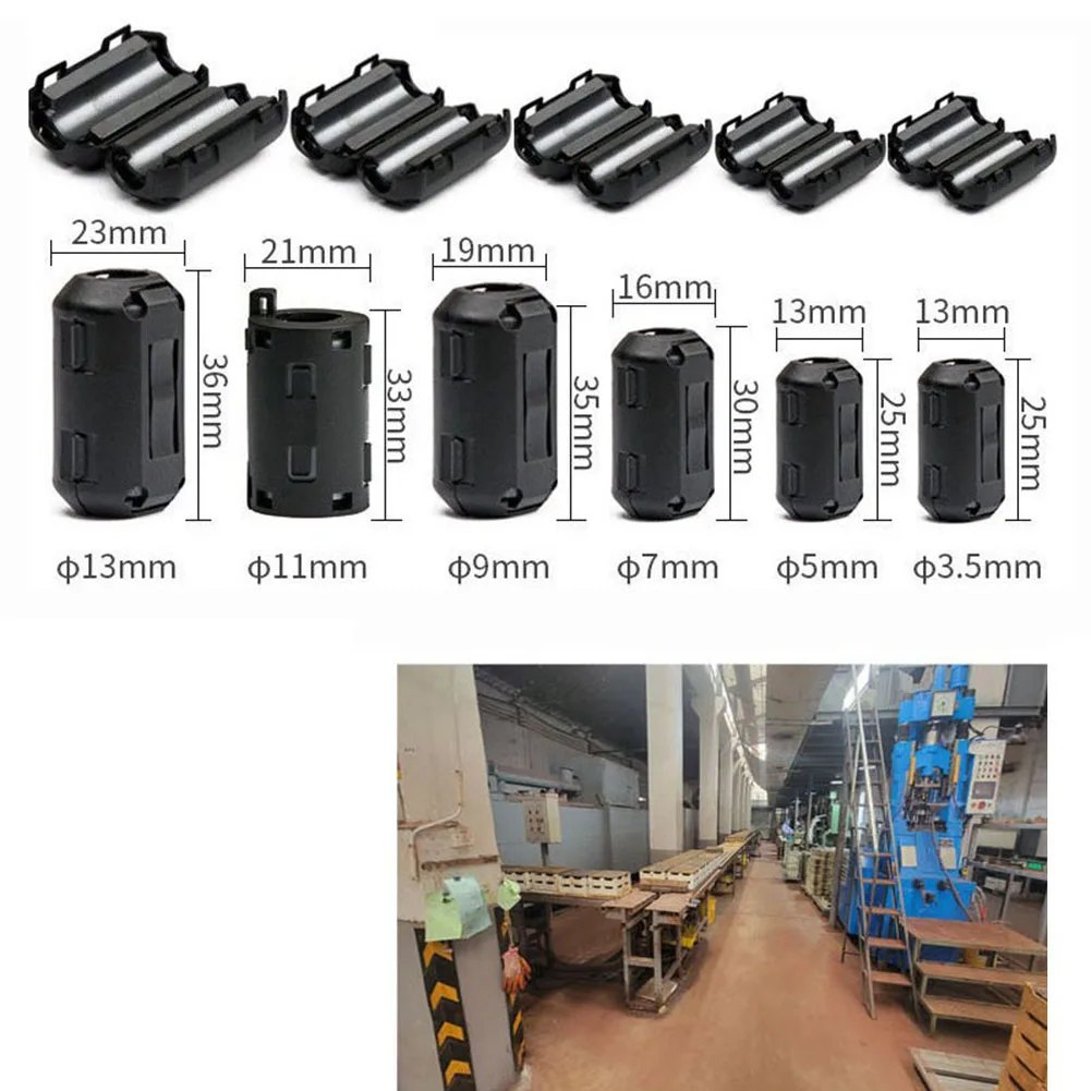 Filtro de Desmagnetização Supressor de Ruído Emi Rfi Anti-interferência Anel Magnético Ferrite Grânulo Clipe Estrangulamento Indutores de Filtro de Ruído 5x