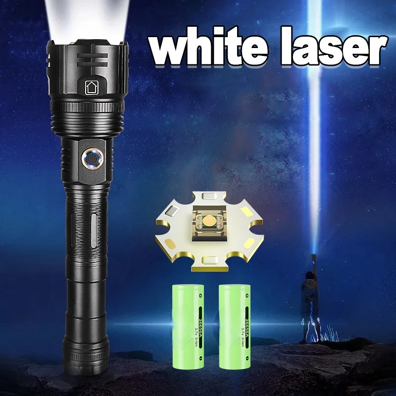 

White Laser Powerful Flashlight USB Rechargeable Flash Light 18650 High Power Led Flashlights Tactical Lantern Long Shot Torch