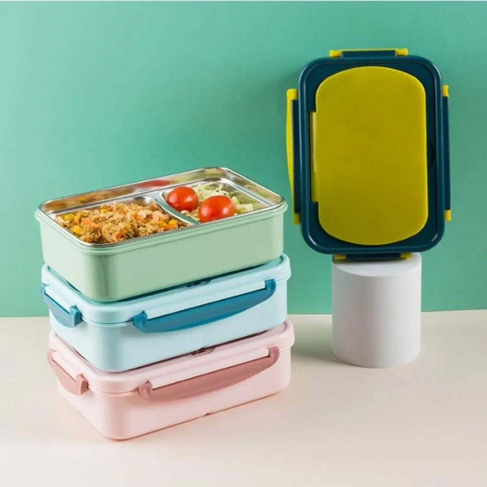 Practical 304 Stainless Steel Lunch Storage Container 2 Compartments 800ml Thermal Lunch Box Compartment Lunch Box For Camping
