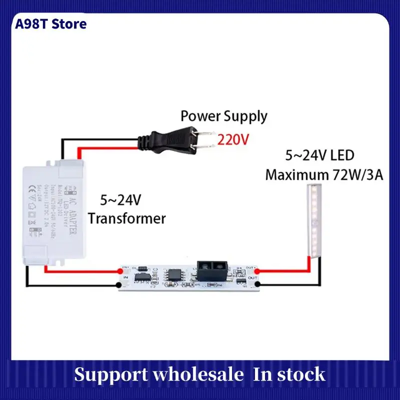

A98T DC5V-24V 3A светодиодный модуль ручного переключателя управления затемнением, активные компоненты, лампы, сканирование на короткое расстояние, ручной датчик