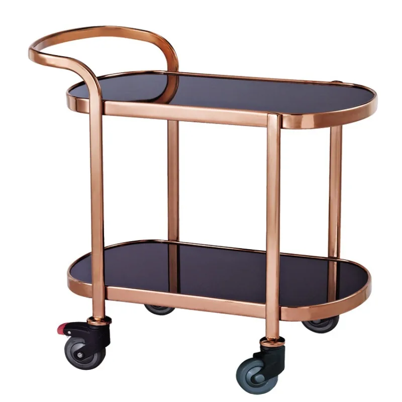 Two-layer trolley service cart, banquet dessert cart, snack cart