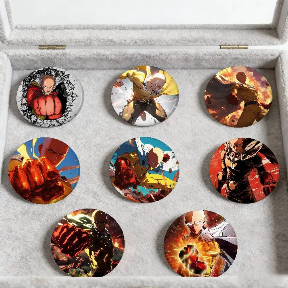 One Punch Man Animation Badges Peripheral Lapel Pins Tinplate Round Brooch For Shoulder Bag Accessories Souvenir Gifts