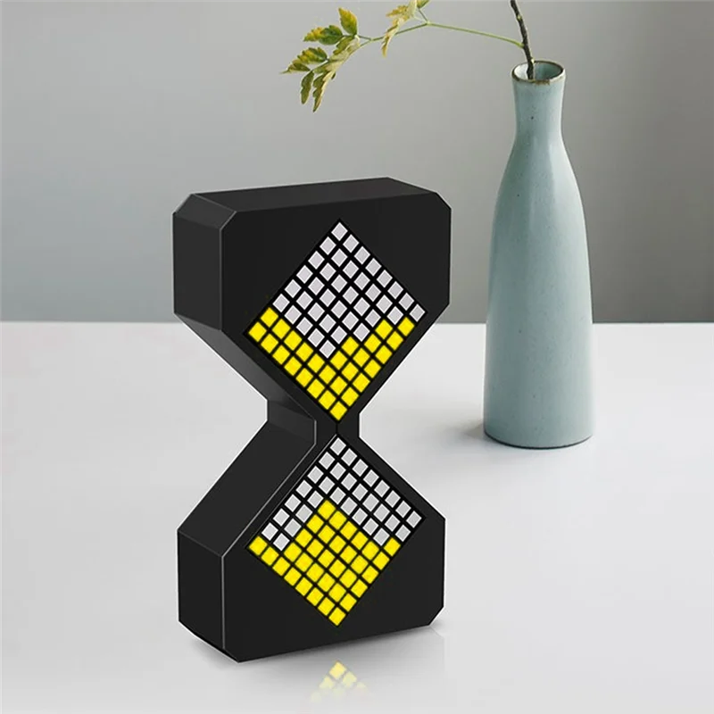 ABVA-LED Digital Electronic Hourglass Night Light Adjustable Gravity Hourglass Timer Dynamic Flow Cube Sleeping Night Lamp