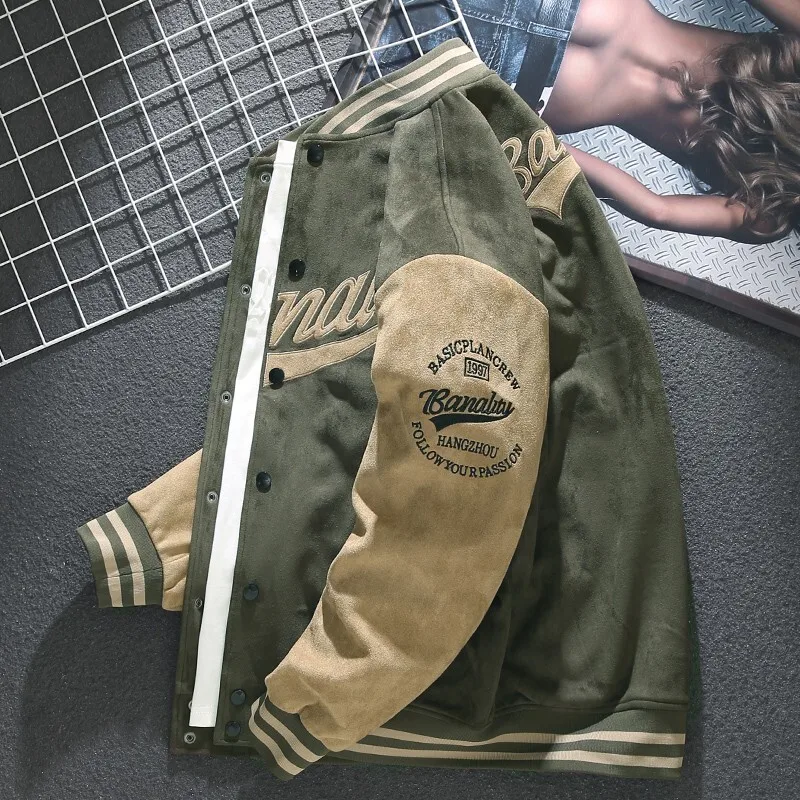 

Мужское свободное молодежное повседневное износостойкое длинное пальто из полиэфирного волокна American Sle Baseball Jaet на весну и осень