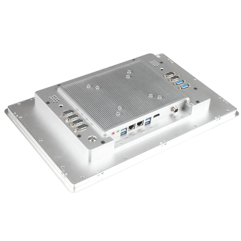 لون فضي عالي الأداء 12 - 21.5 بوصة لوحة صناعية بدون مروحة كمبيوتر شخصي Win7/10/Linux J1900/I3 I5 I7 CPU