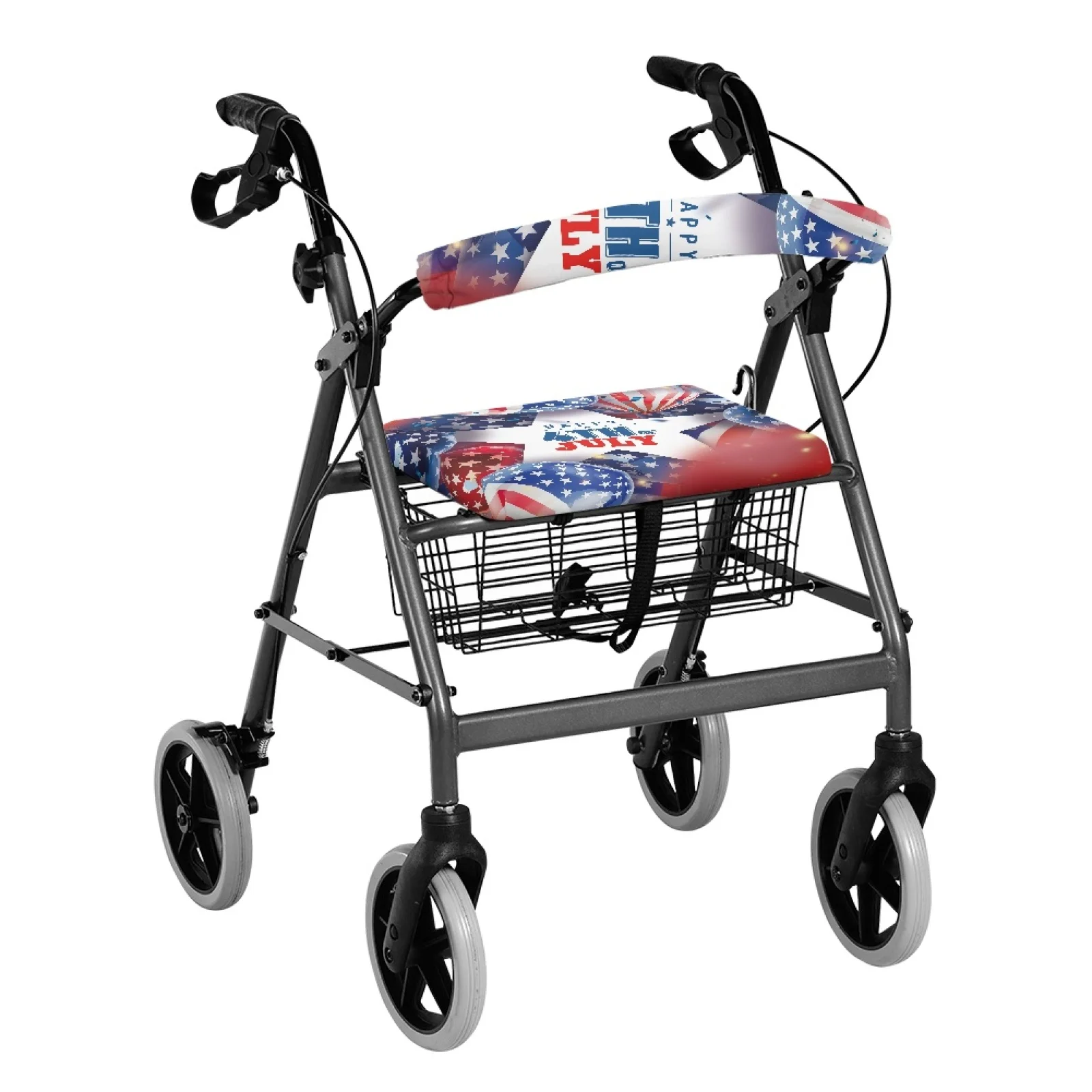 Coloranimal Independence Day 2PCS Rollator Walker Cover Nylon Buckle Seat & Backrest Cover Set for Womens