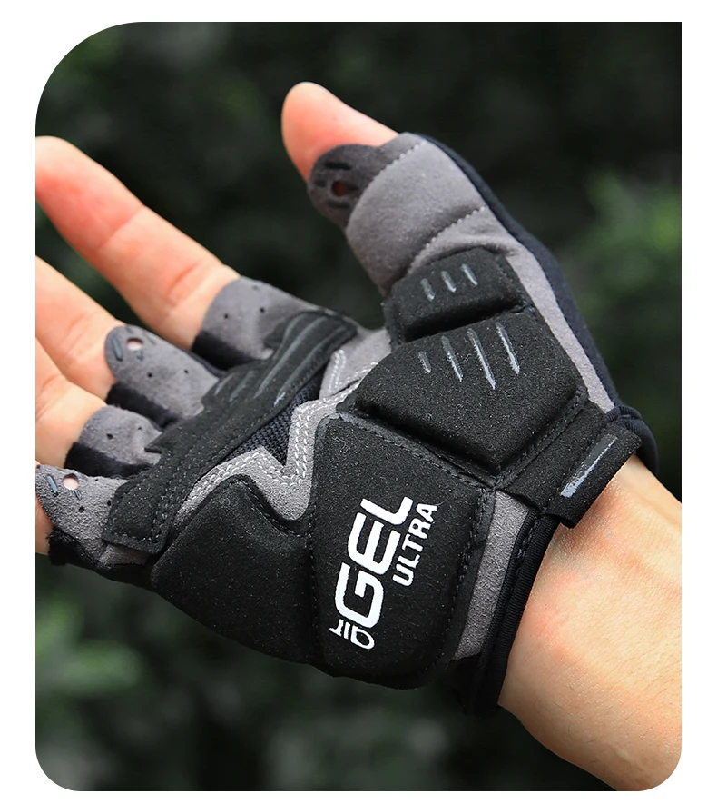 Fahrradhandschuhe mit halben Fingern, stoßfest, mit dickem GEL-Silikon, atmungsaktiv, rutschfest, für MTB, Rennrad, Radfahren, Schnellverschluss-Handschuhe – Detail 13