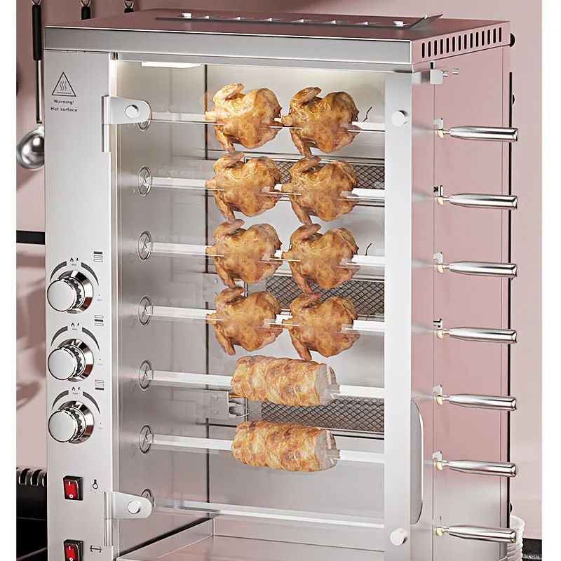 

Вертикальный коммерческий газовый гриль для курицы из нержавеющей стали, автоматическая ротационная печь-ротиссерия для жарки курицы и утки, для использования в ресторанах