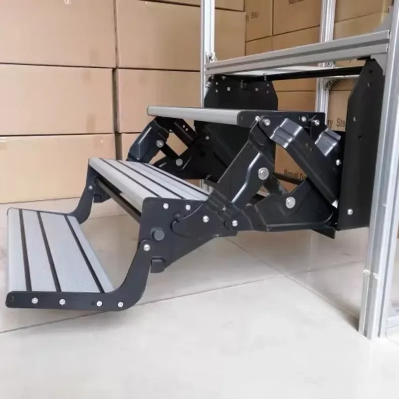 Heavy Duty Aluminum Alloy 3 Step Folding Ladder for RV Camper Van Trailer Access Max Load 200KG Portable Staircase Outdoor