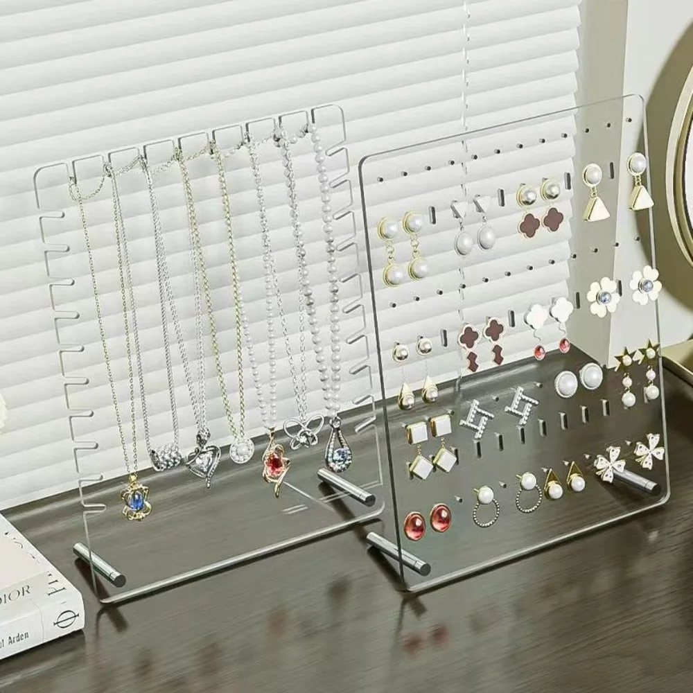 10 Pcs 72 Holes Earrings Display Holders Transparent Acrylic Ear Studs Necklace Jewelry Storage Display Rack Portable Clear