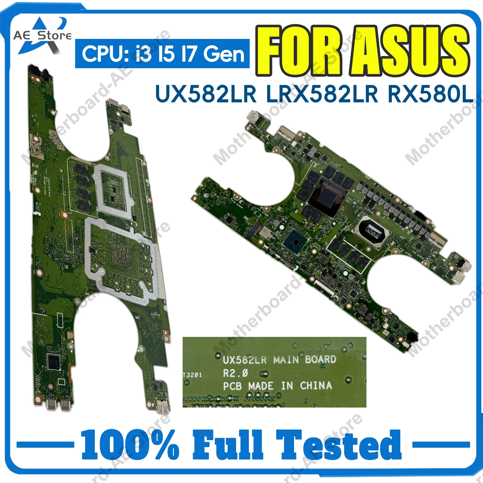 For ASUS Zenbook Pro Duo UX582LR Laptop Motherboard LRX582LR UX582 UX580 RX580L CPU i7-10870H i9-10980 16G/32G RTX3070 Tests OK