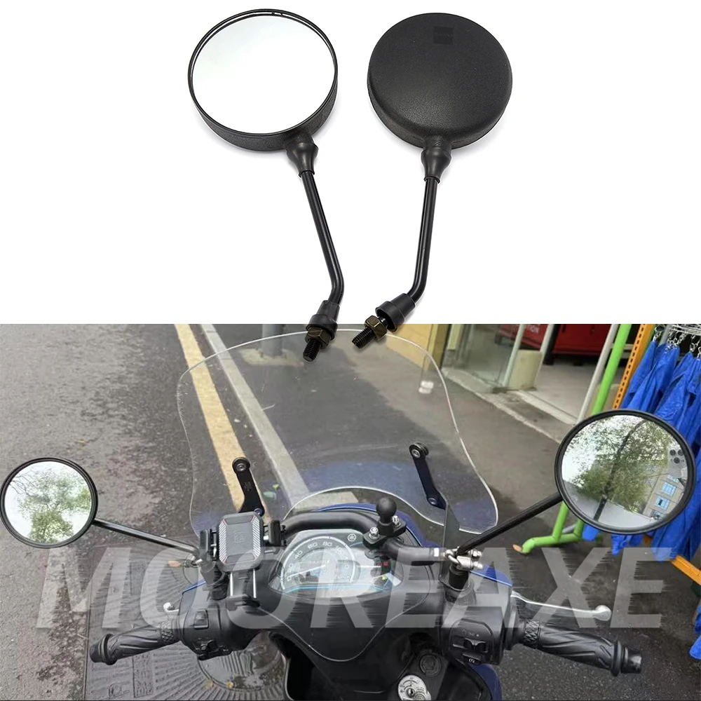 Espejos retrovisores redondos para motocicleta, espejos laterales para scooter eléctrico, para Kymco Agility City 125, Superdink 125, Yamaha Aerox 50 155