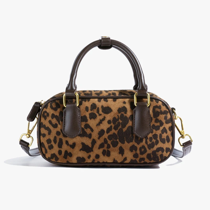 Korean Version Autumn Winter New Retro Frosted Versatile Shoulder Bag Fashion Pillow Bag Women's Bag Boston Leopard Handbag