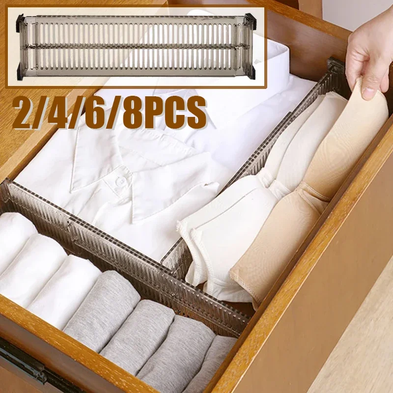 

2/4/6/8PCS Adjustable Drawer Partition Cabinet Shelve Storage Divider Combination Partition Underwear Sock Sundries Storage Rack