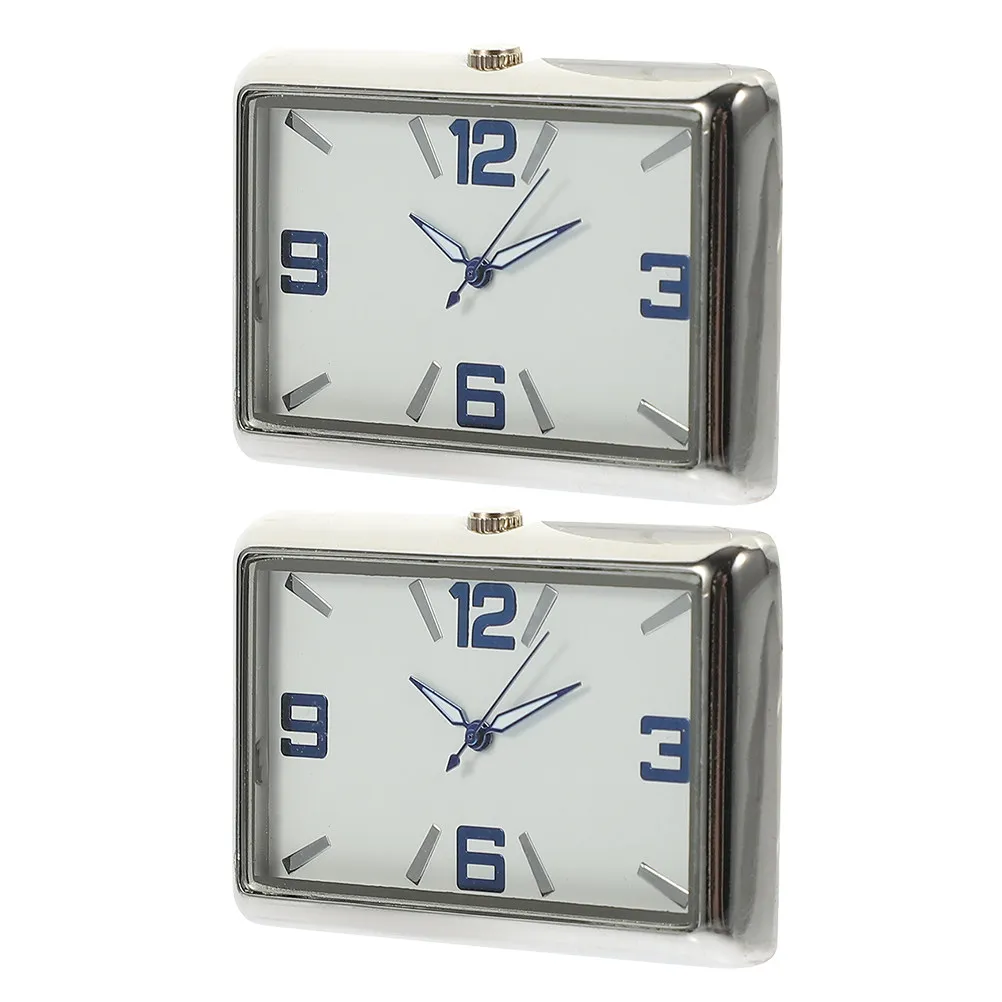

2Pcs Car Dashboard Clock Self-Adhesive Mini Rectangular Timepiece for Vehicle Interiors Universal Adhesive Automotive Clock with