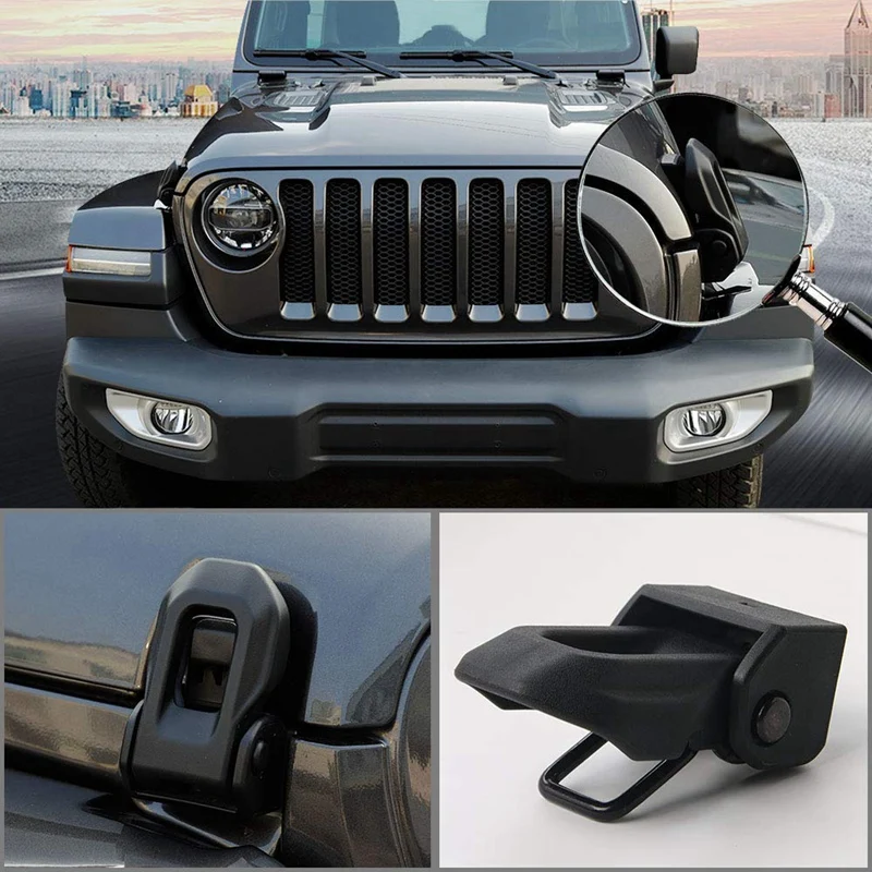 Untuk Jeep Wrangler JK JL 2007-2019 kunci kap mobil, aksesori modifikasi kap mesin mobil