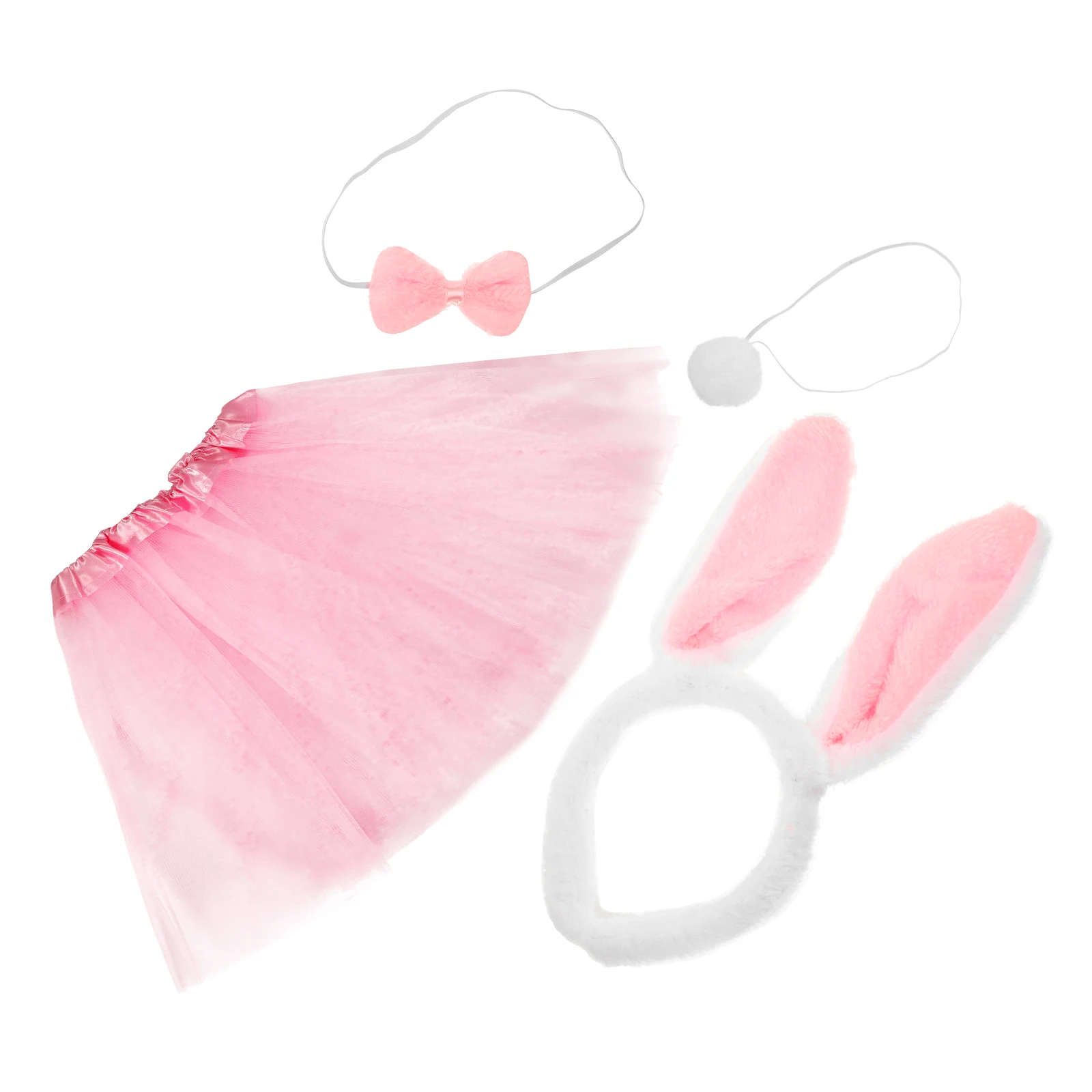 

4pcs Rabbit Headdress Skirt Set Kids Accessories Halloween Girl Child Party Easter Outfit Hairband Kids Rabbit Hairband Set