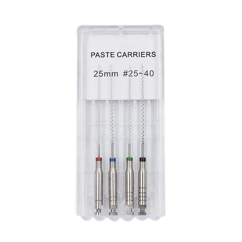 4pcs/Box JUMTOP 21/25mm 25#-40# Dental Rotary Paste Carriers Spiral Filler Lentulo Assorted Engine Filling Paste Dentistry Tool