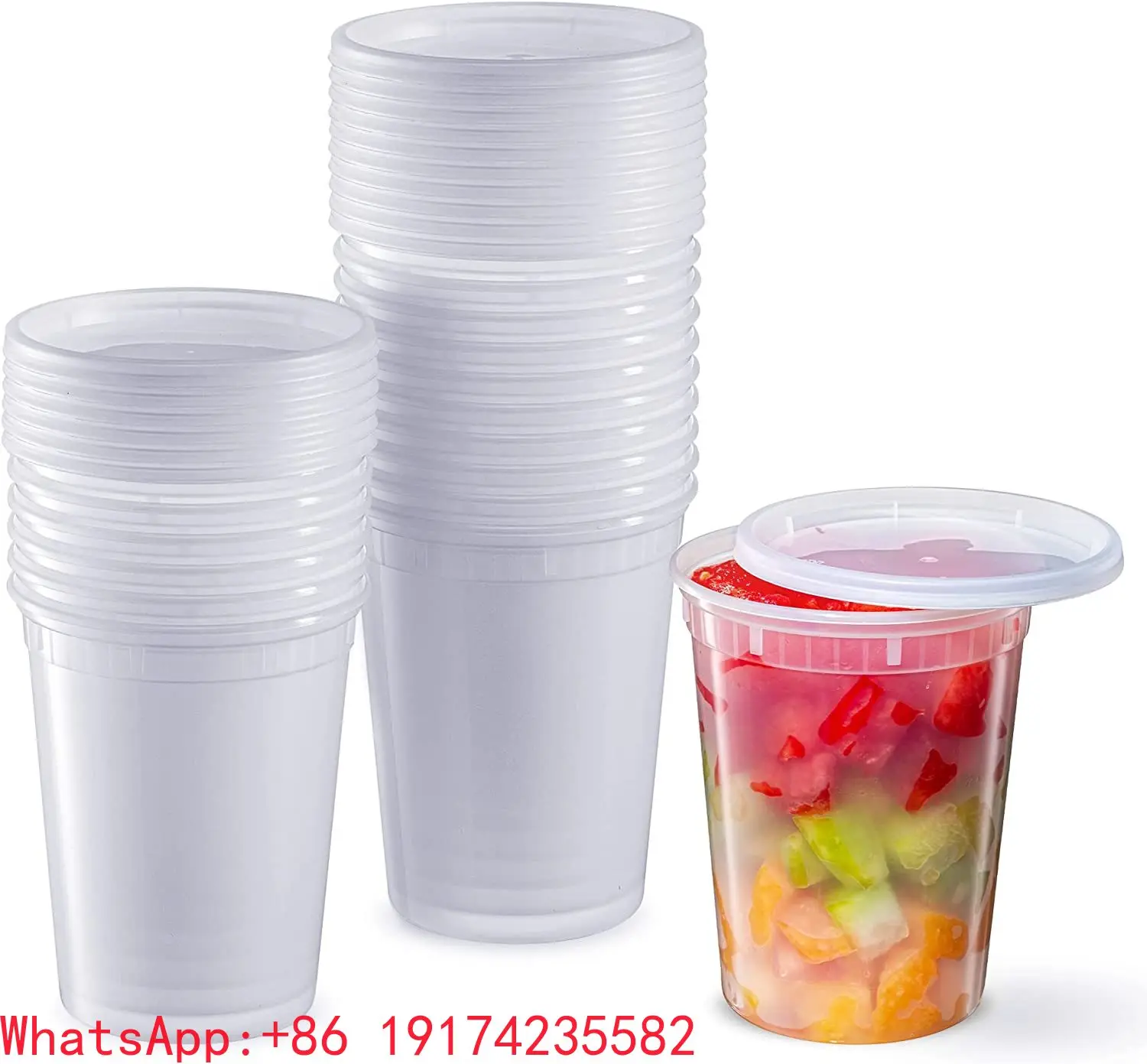 

Microwave Leakproof Deli Cup Plastic Food Storage Containers With Airtight Lids 32 OZ Food Box Food Container