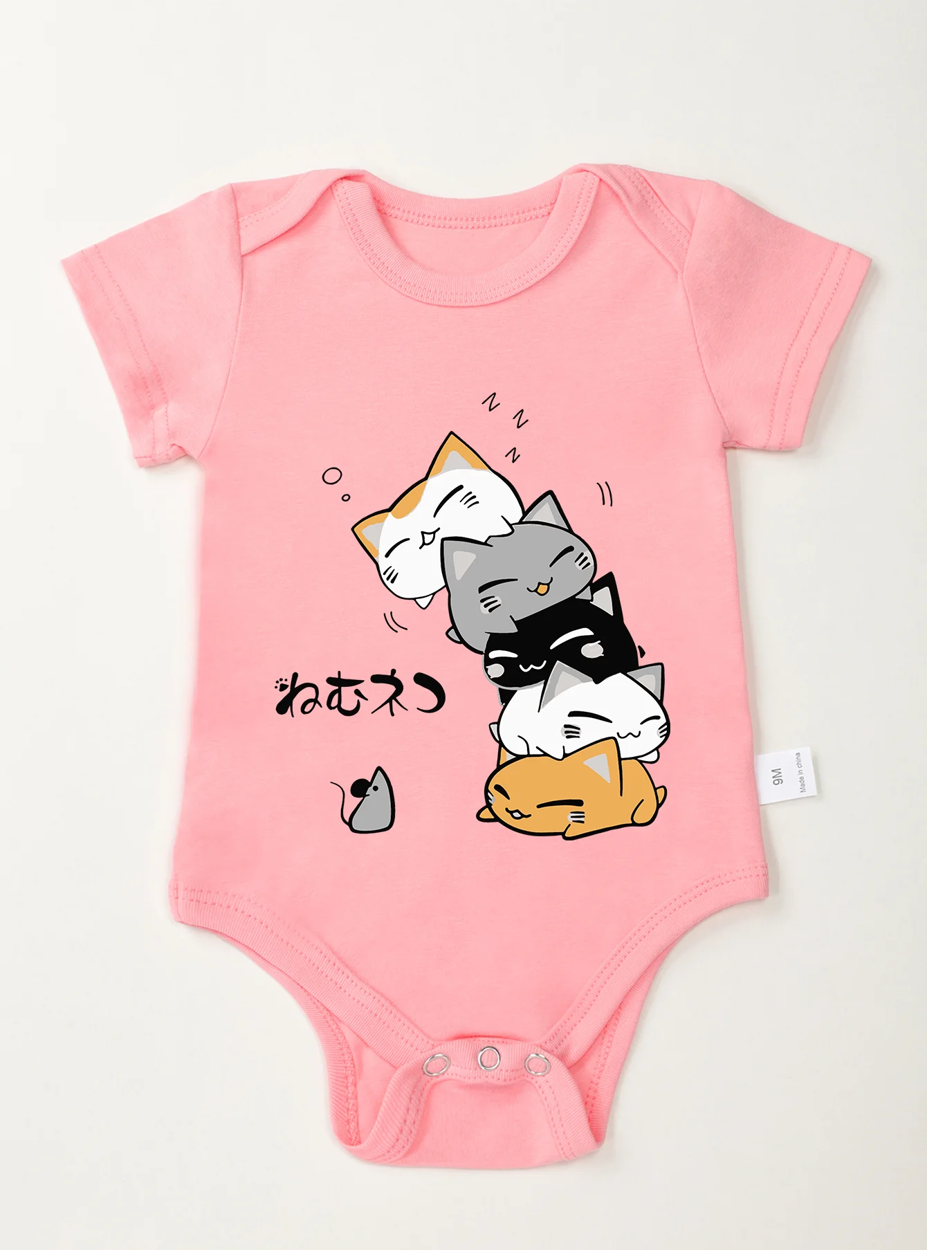 Baby Girl Boy Newborn Bodysuit Infant Toddler Trendy Short Sleeve Harajuku Clothes Jumpsuit Romper Cat Carton Pattern