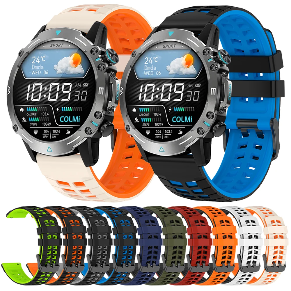 COLMi M42用シリコン通気性ウォッチバンド、COLMI P86 V68 P81 V76 P82 I30 M41 C81交換用ソフトブレスレット、22mmリストストラップ