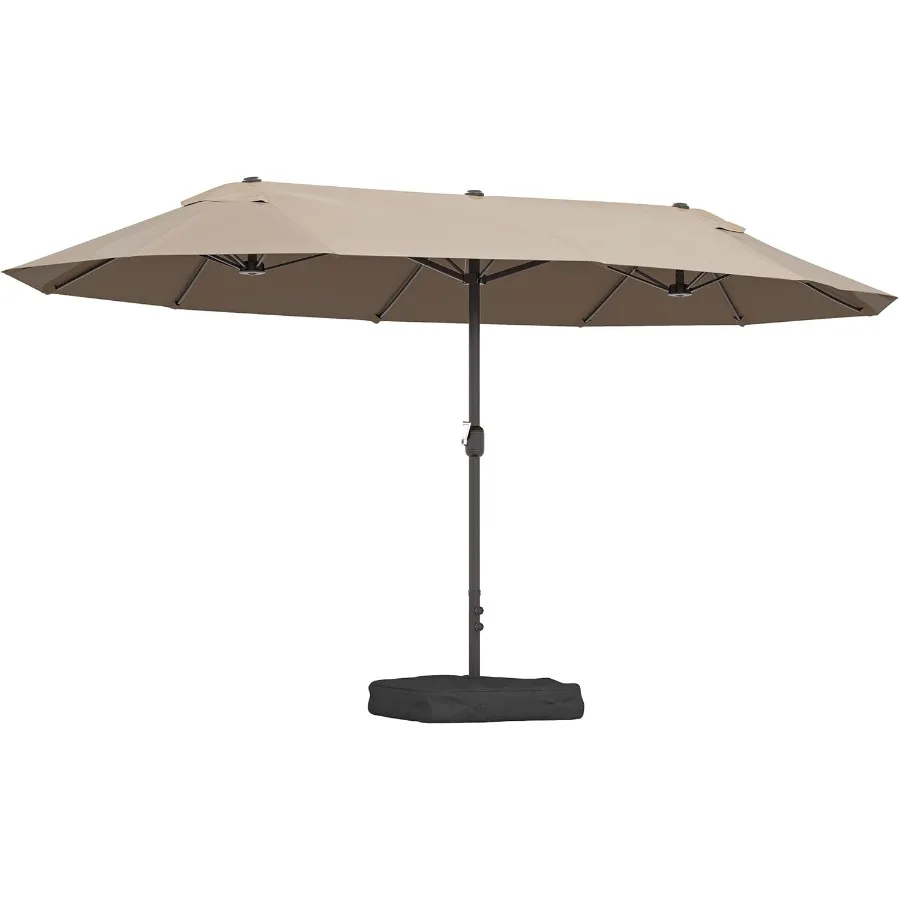

Большой зонт для патио с основанием в комплекте. Стальной прямоугольный двусторонний зонт 15 футов для улицы. Защита от солнца и легкий рукоятка для D.